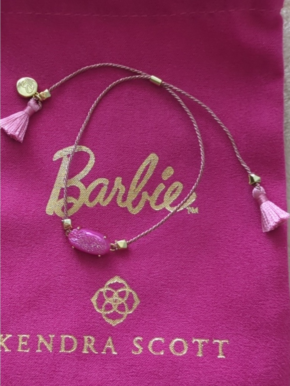 Kendra Scott x Barbie Hot Pink Adjustable Cord Bracelet - Picture 2 of 2